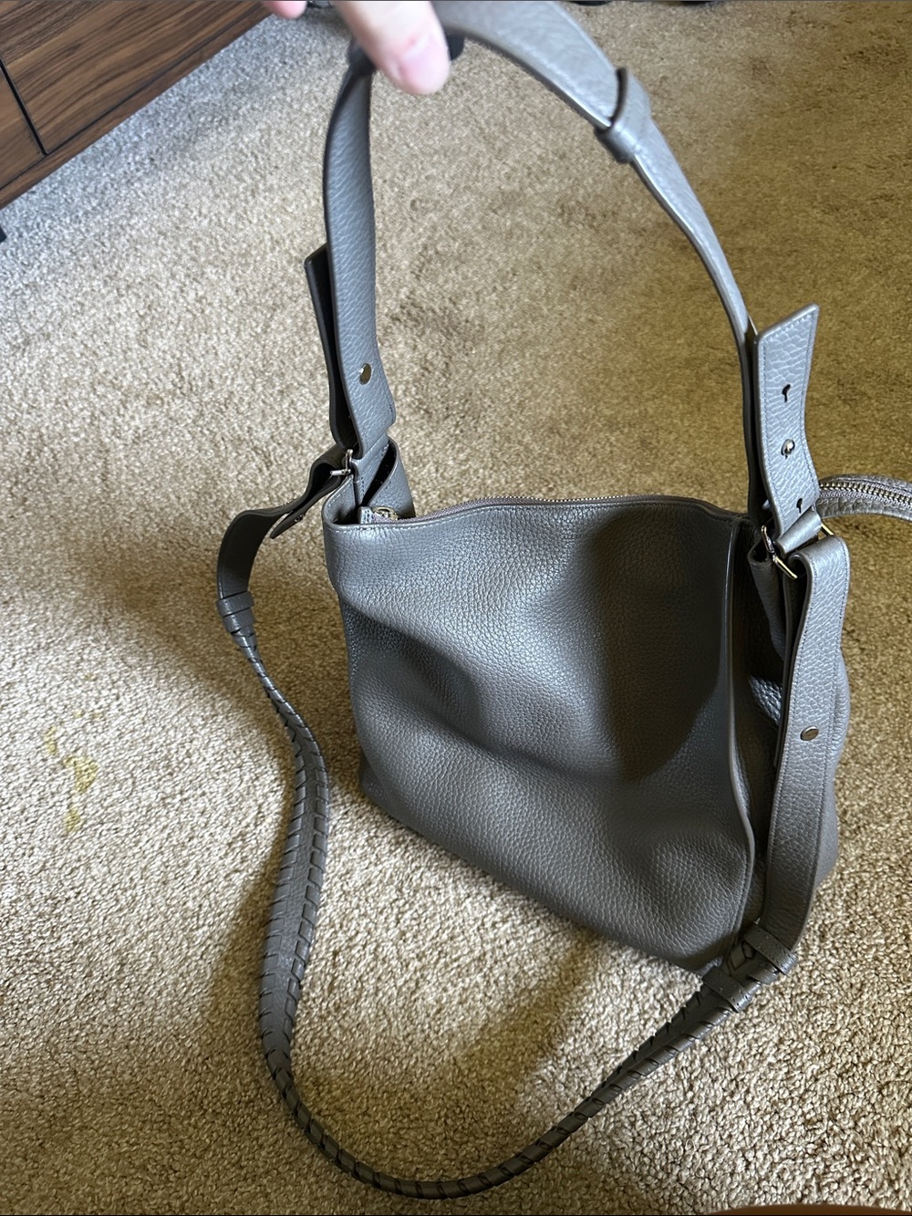 Women’s Leather Shoulder Bag in Gray all saints Kita